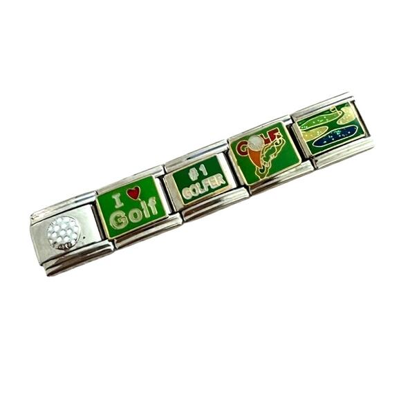 NWT 5 x 9mm Y2K Vintage Golf Related Silver Stainless Steel Italian Charms - Picture 1 of 1